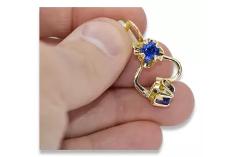 Oro amarillo de 14 quilates Zafiro Pendientes Joyería vintage vec018y